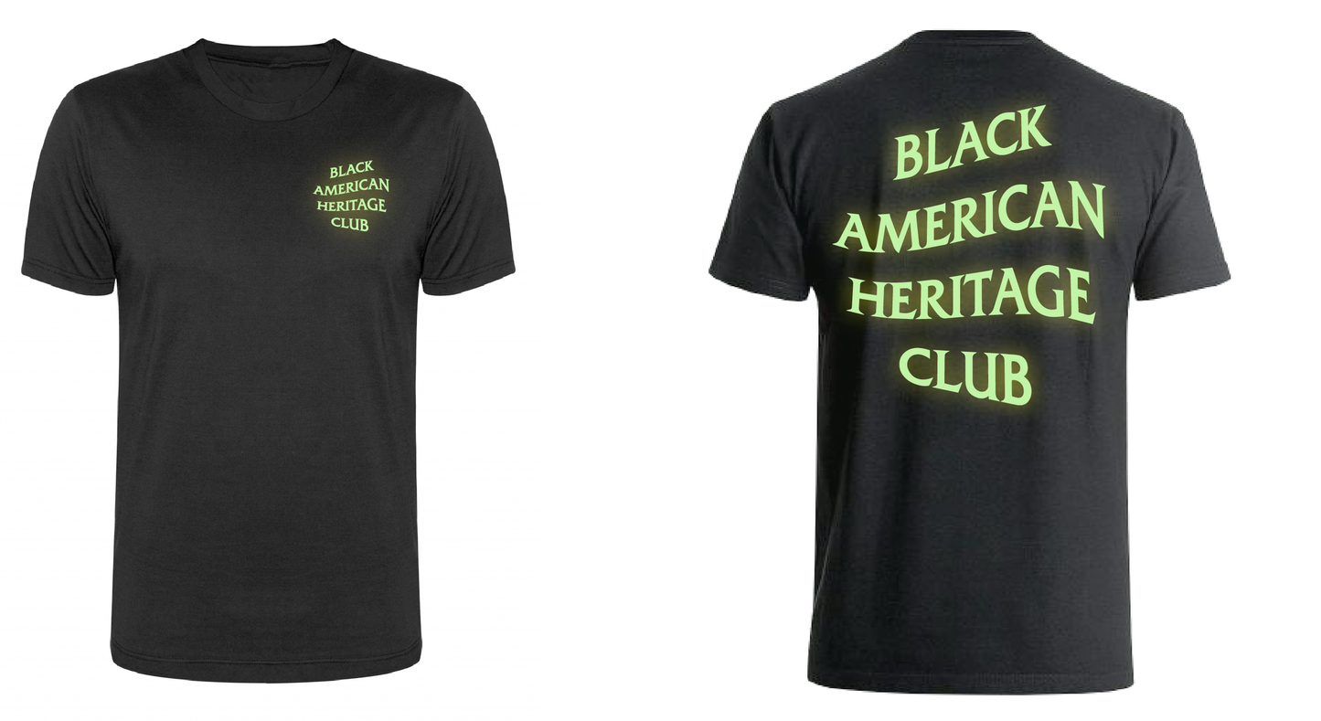 Reflective Black American Heritage Club wave logo tee