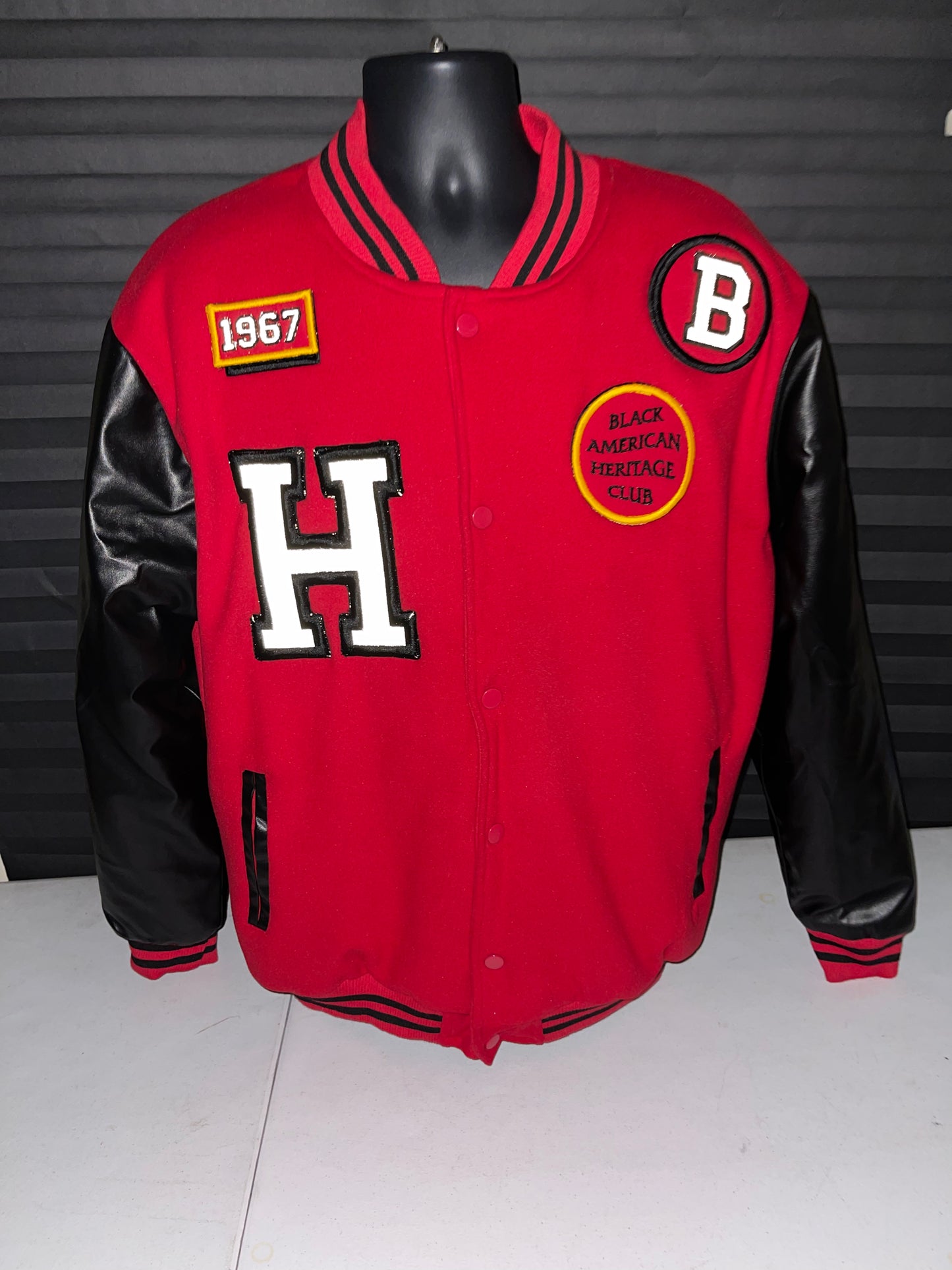 Reflective BAHF Heavy Varsity Heritage Jacket Black/Red XL