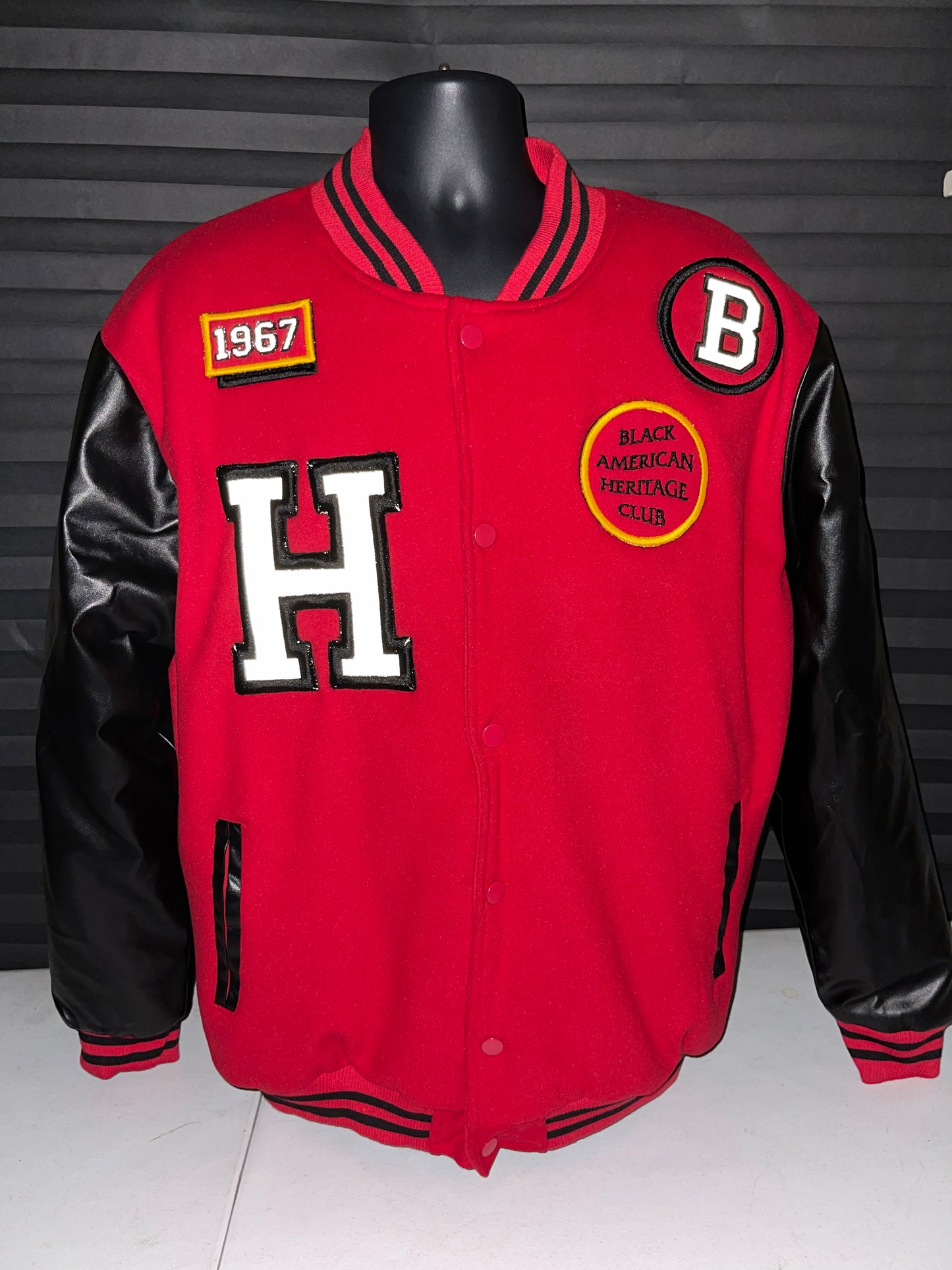 Reflective BAHF Heavy Varsity Heritage Jacket Black/Red XL